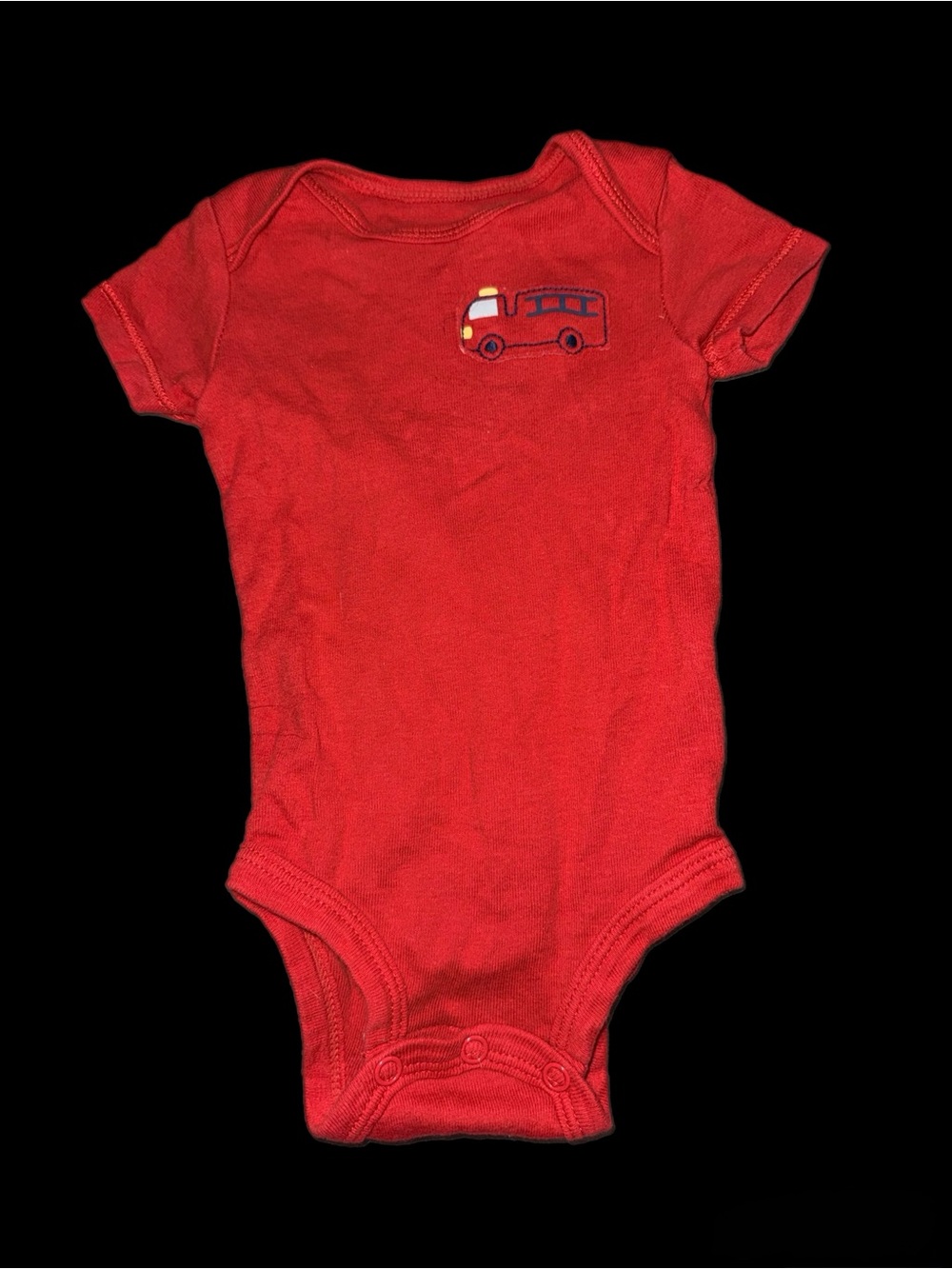 Carter's Red Short-Sleeve Onesie with Fire Truck Detail